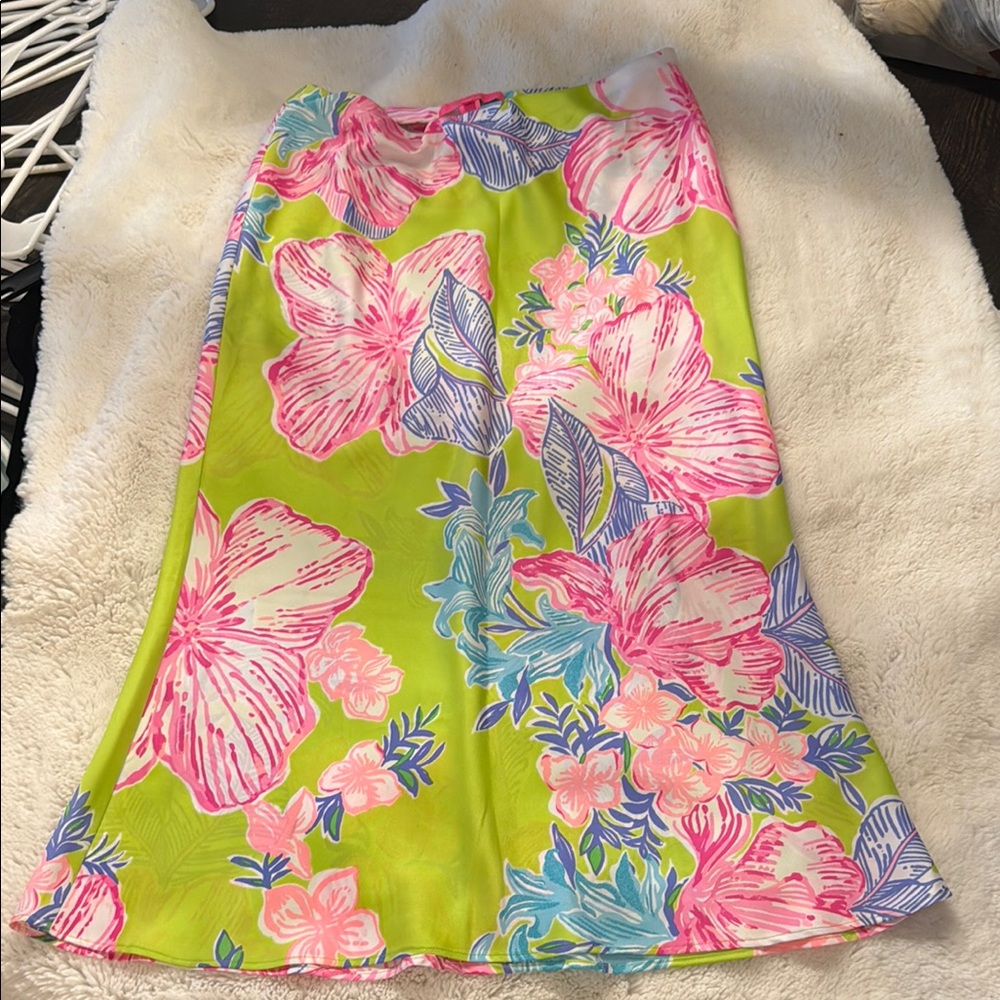 Lilly Pulitzer Floral Midi Skirt - Pink, Green, Blue